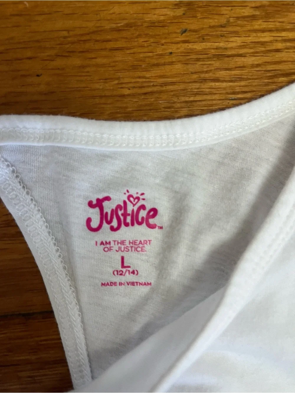 Justice White Short Sleeve Tee with Rainbow Logo
